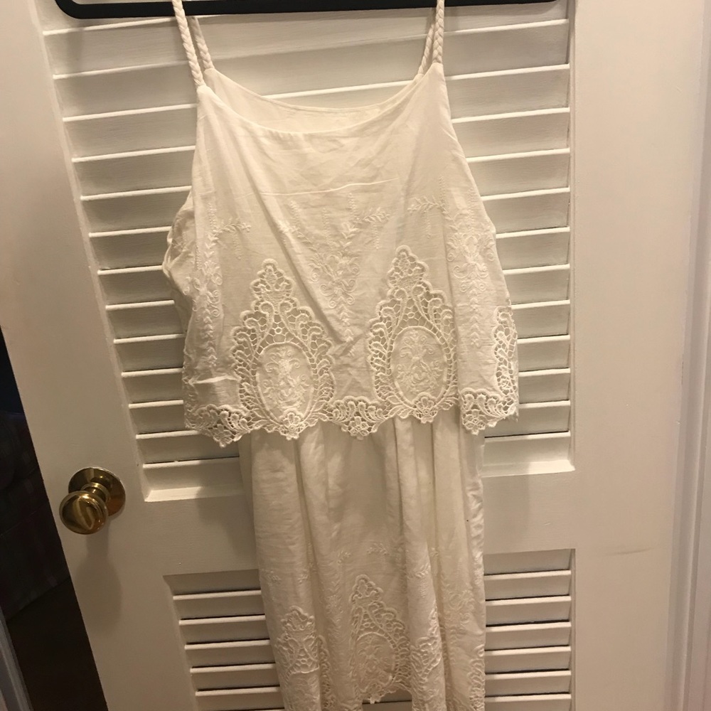 White tank top dress with lace